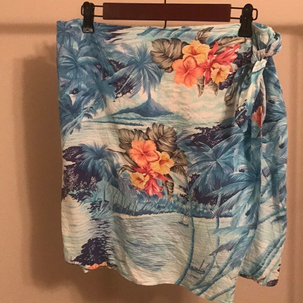Patricia Jones Faux Wrap Tropical Skirt - Size 12